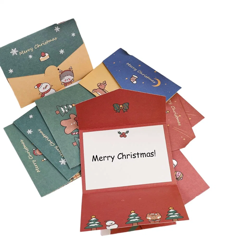Frohe Weihnachten benutzerdefinierte Druck Papier Mini Grußkarten mit Umschlag
