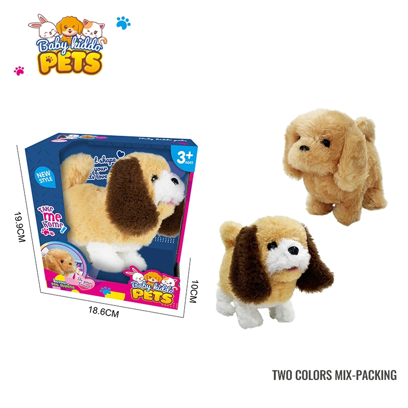 Bébé accompagner animal doux farci mignon chien de queue d'ensachage électrique Jouet chien en peluche chat amusant à pied pour enfants avec son simulé