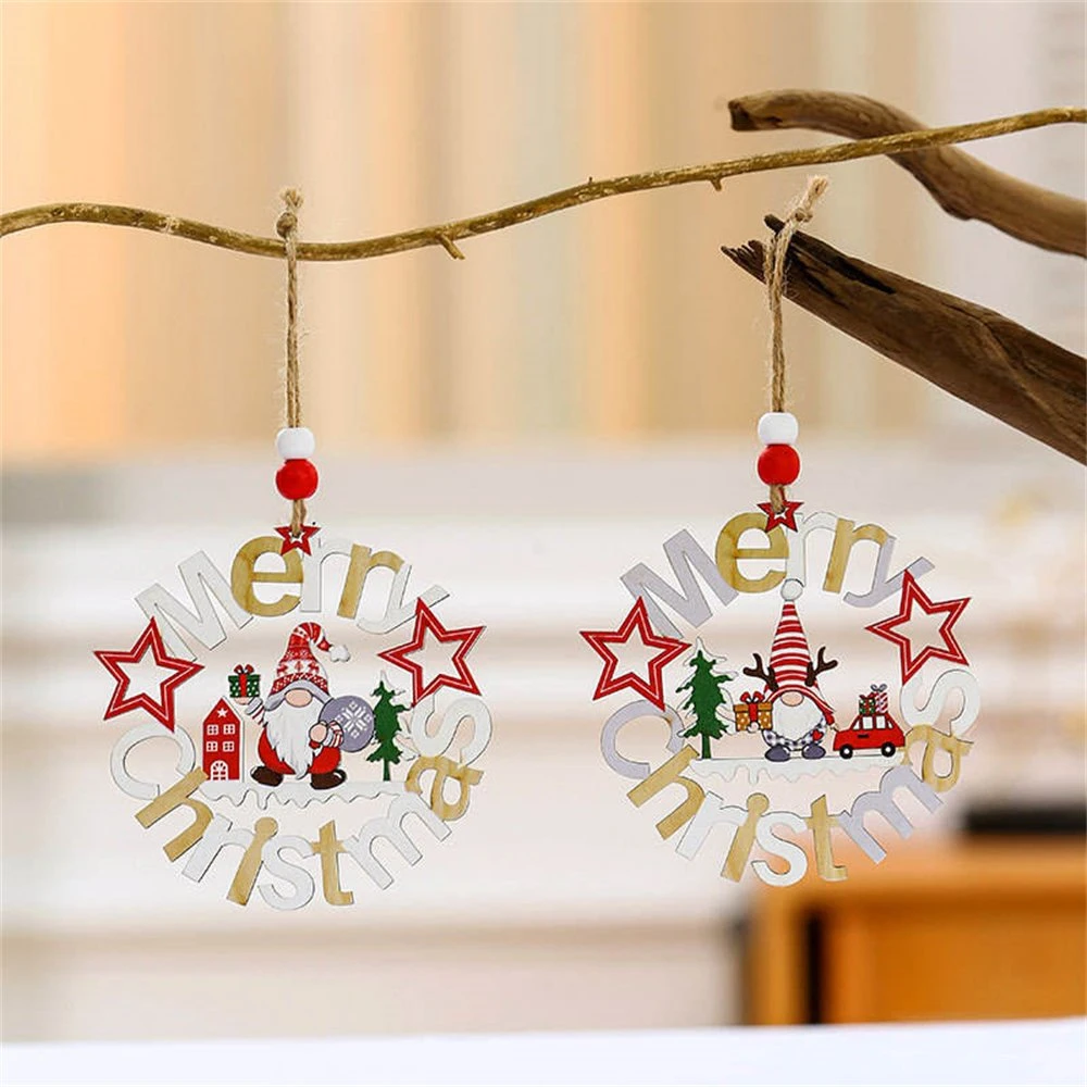 Christmas Hanging Decorations Wooden Christmas Tree Ornament Holiday Gift Home Party Supplies