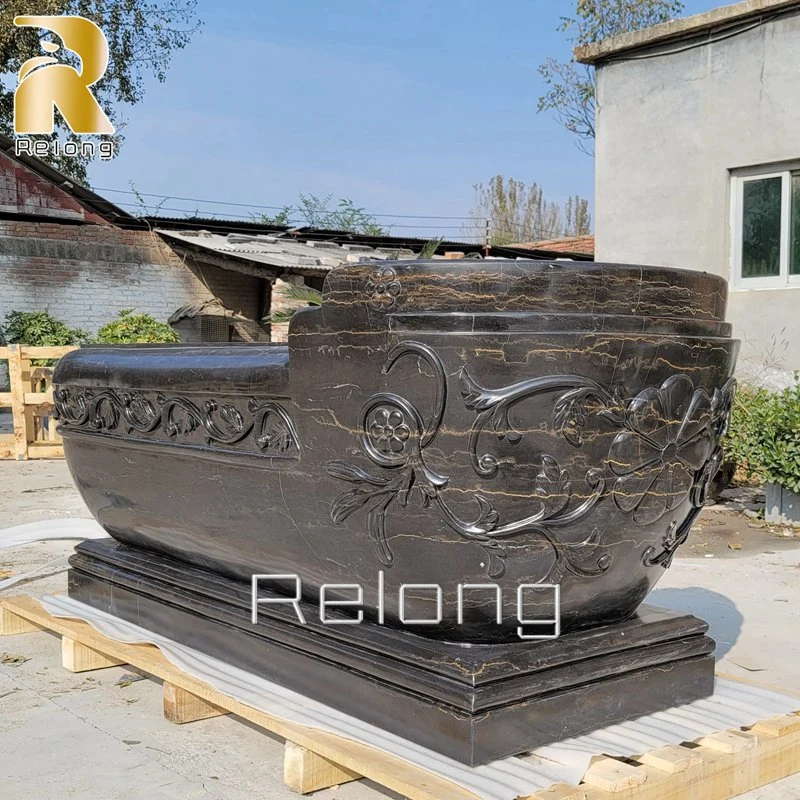 Hand Carved Solid Marble Bathtub Freestanding Soaking Bath Tub