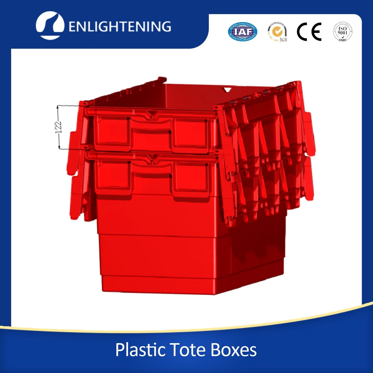 Factory Direct Sale Heavy Duty Industrial Transport Warehouse Storage Big Large Size Logistic Tote Moving Stack and Nest Plastic Container with Attached Lid