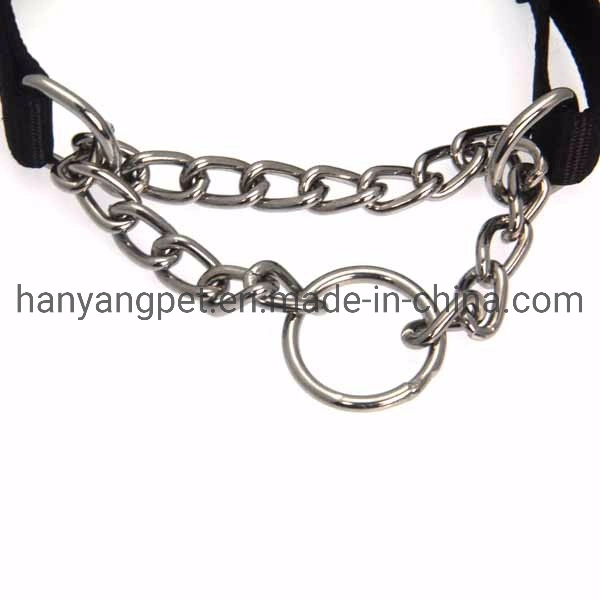 Hanyang OEM Pet Accessories Pet Product Custom Wholesale/Supplier Nylon Martingale Dog Chain Collar with Metal Chain