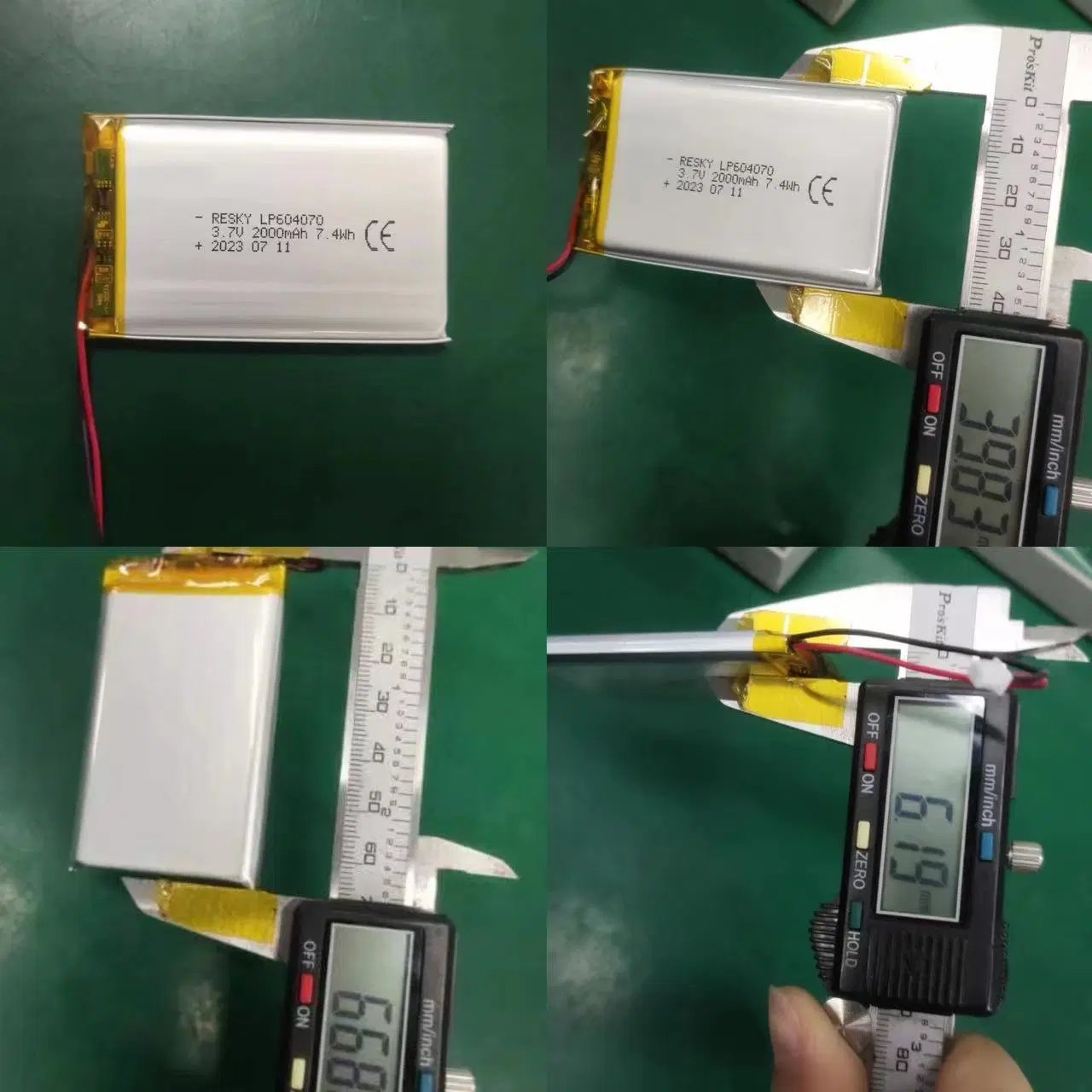 Resky Lp604070 4.2V Lithium Polymer Rechargeable Battery Cells