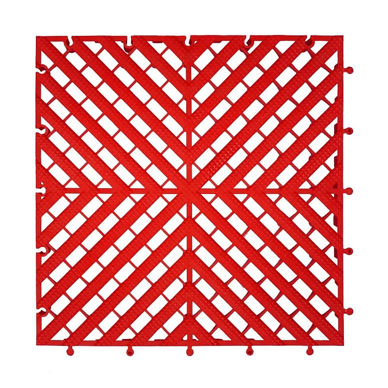 Interlocking Rot-Proof Anti Slip Draining Red PP Floor Tile for Car Wash