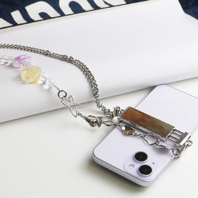 Moon Bead Chain Phone Clip Universal Heart Shape Pearl Messenger Strap Phone Case Accessories