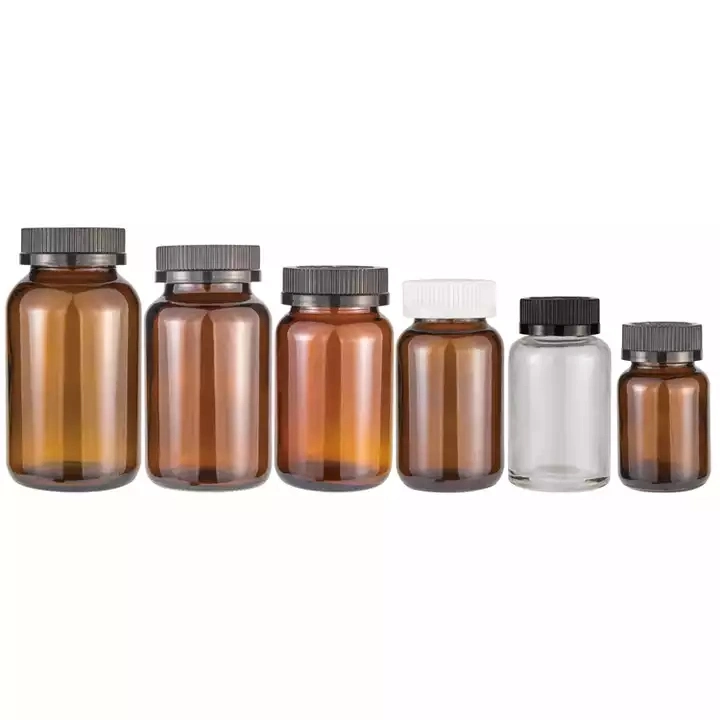 50 80 100 150 200 Ml Pharmaceutical Amber Capsule Glass Packaging Medicine Tablets Pill Bottles with Child Proof Cap