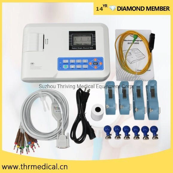 Electrocardiógrafo portátil digital de canal único de ECG de máquina de electrocardiograma ECG Equipos Médicos