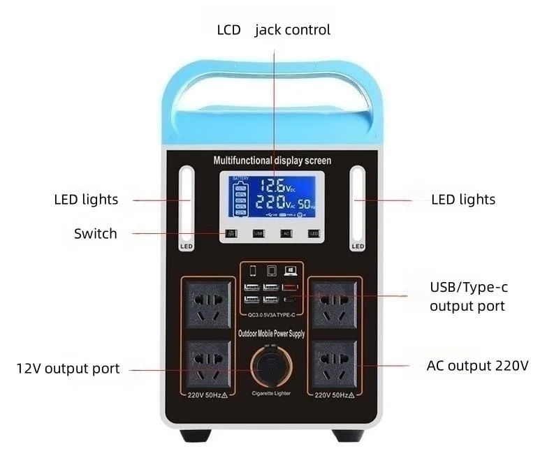 Portable Lithium Iron Phosphate Power Supply 2000W Outdoor Energy Storage Power Supply