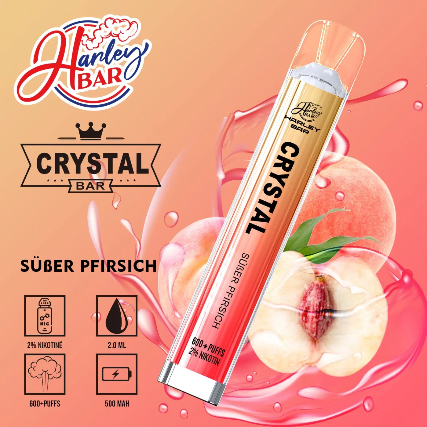 VAPE Salto Cristal 600 Puff Bar 2ml malla Bobina Sky E CIGS personalizada