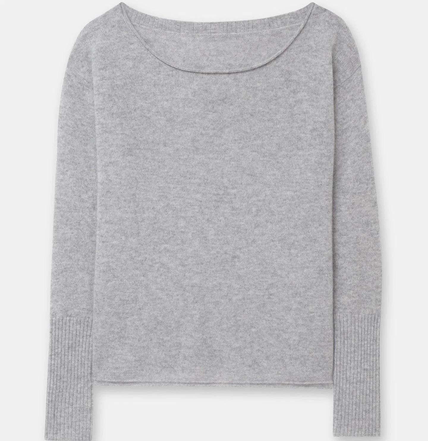 100% Cashmere Knitted Rolled Edge Boat-Neck Ladies Fashion Sweater Apparel