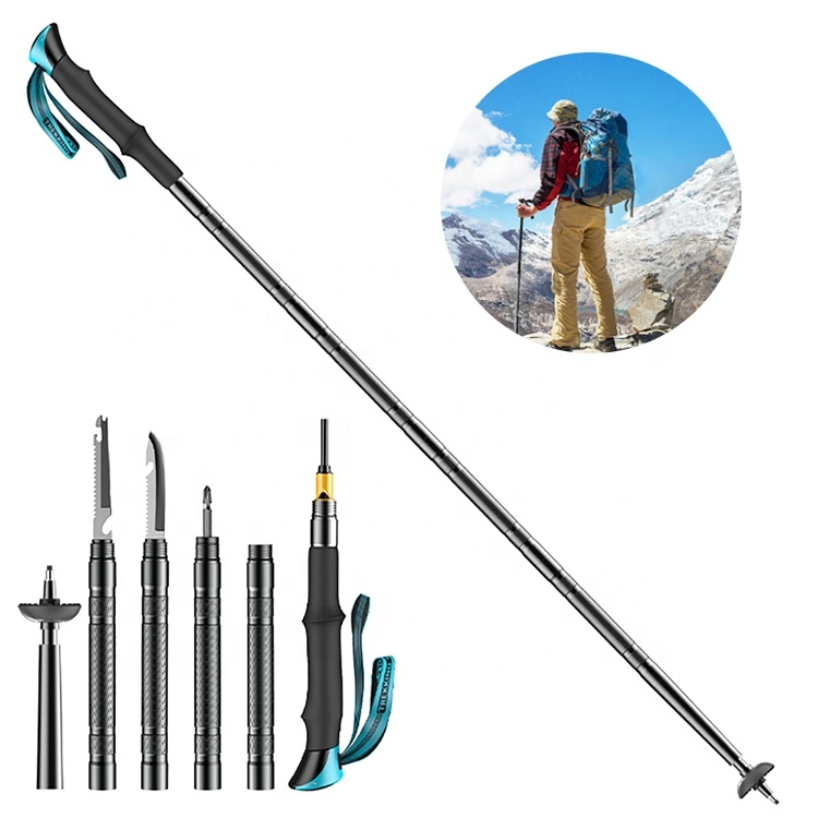 Kinggear Zusammenklappbar Aluminium Multifunktional Taktisches Trekking Überlebensmast Taktisches Gehen Stick