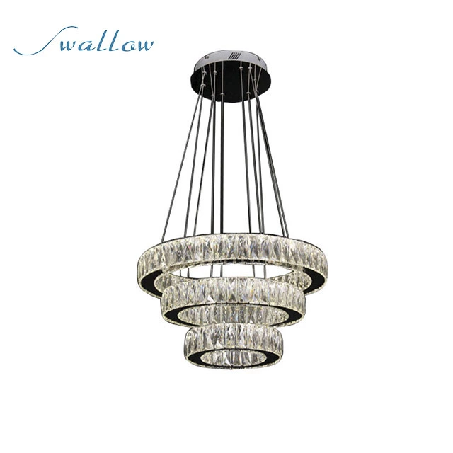 Dimmable Modern LED Ring Crystal Chandeliers DIY Shape Indoor Pendant Lamp Swallow