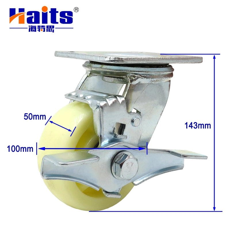 Heavy Duty Industrial Swivel Rigid Brake Casters Industrial Caster with blue Elastic Rubber Wheel