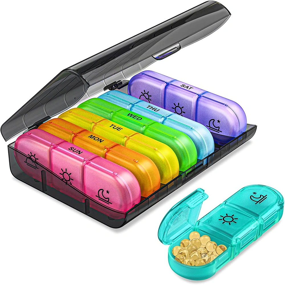 21 Grid Weekly Pill Organizer 3 Times a Day with 7 Daily Large Pill Box Cases to Hold Fish Oils Vitamins Pills Organizer Case