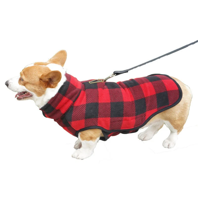 Customize British Style Plaid Windproof Warm Pet New Year Clothes