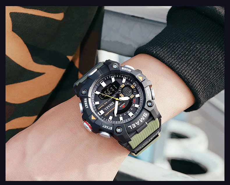 Real Man Outdoor Sportliche Dual Time Kunststoff Uhr