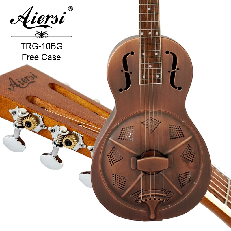 Aiersi Brand Vintage Red Rust Bell Brass Body Parlor Resonator Guitar for Sale