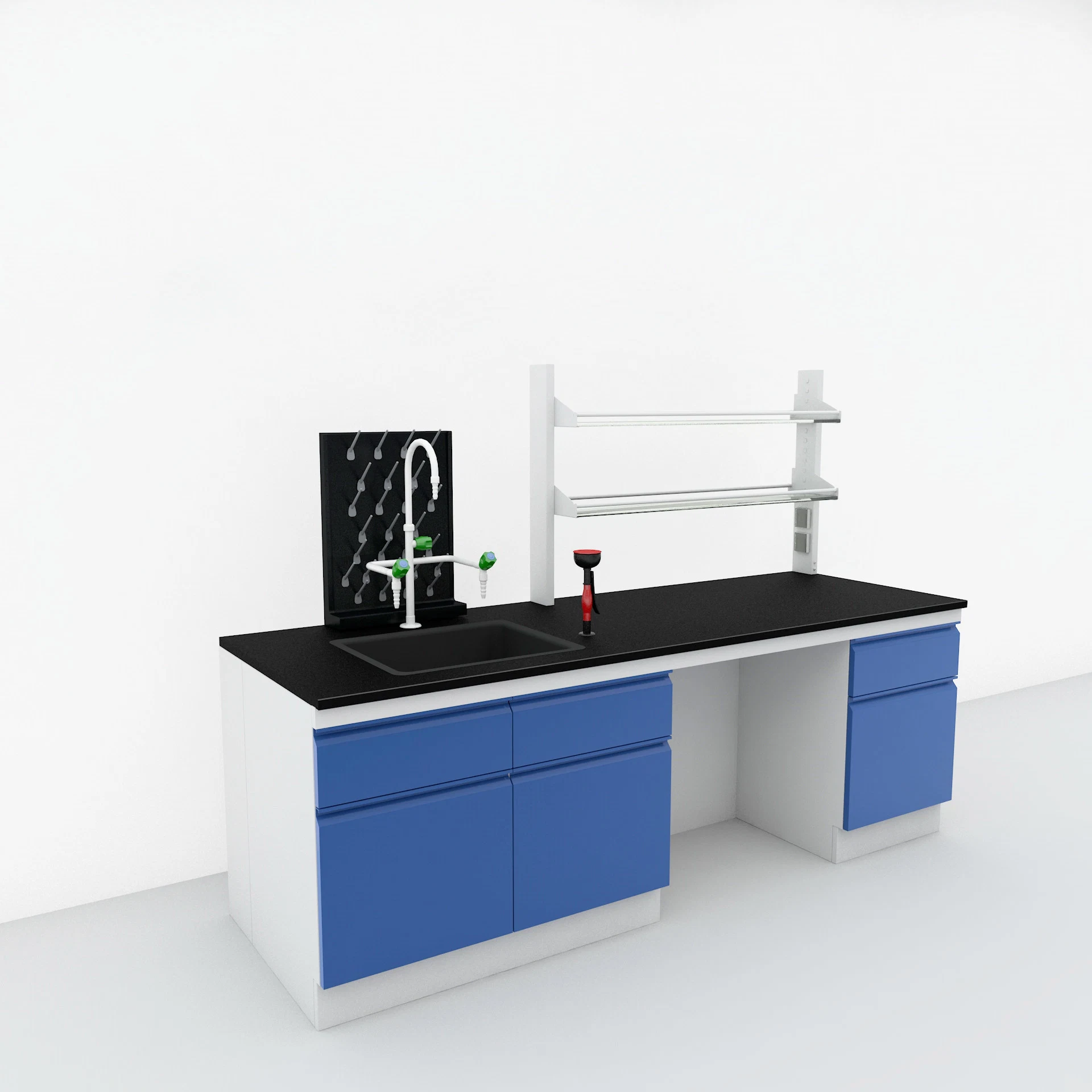 Steel Casework Floor Mounted Laboratory Furniture Table with Reagent Shelf