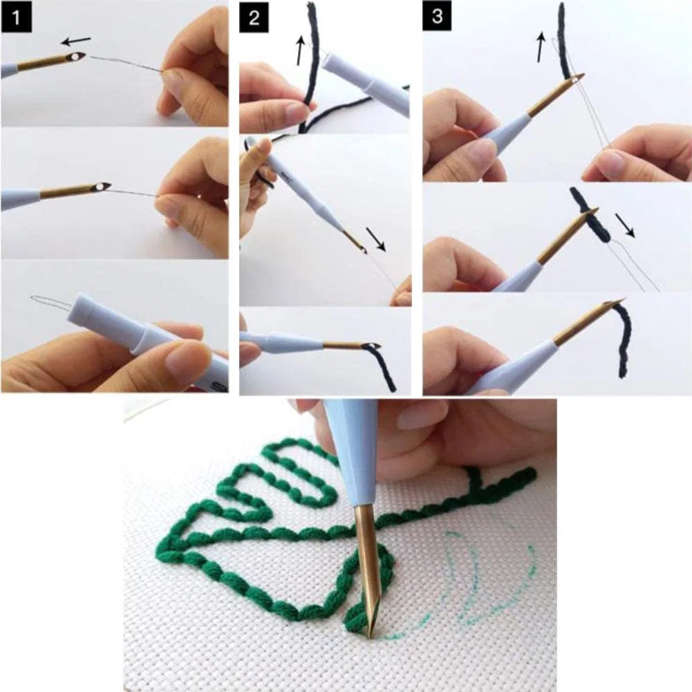 DIY Magic Embroidery Stift Punch Nadeln Stickerei Stitching Punch Set Bastelwerkzeug einschließlich Gewinde für DIY Nähen Strickmuster