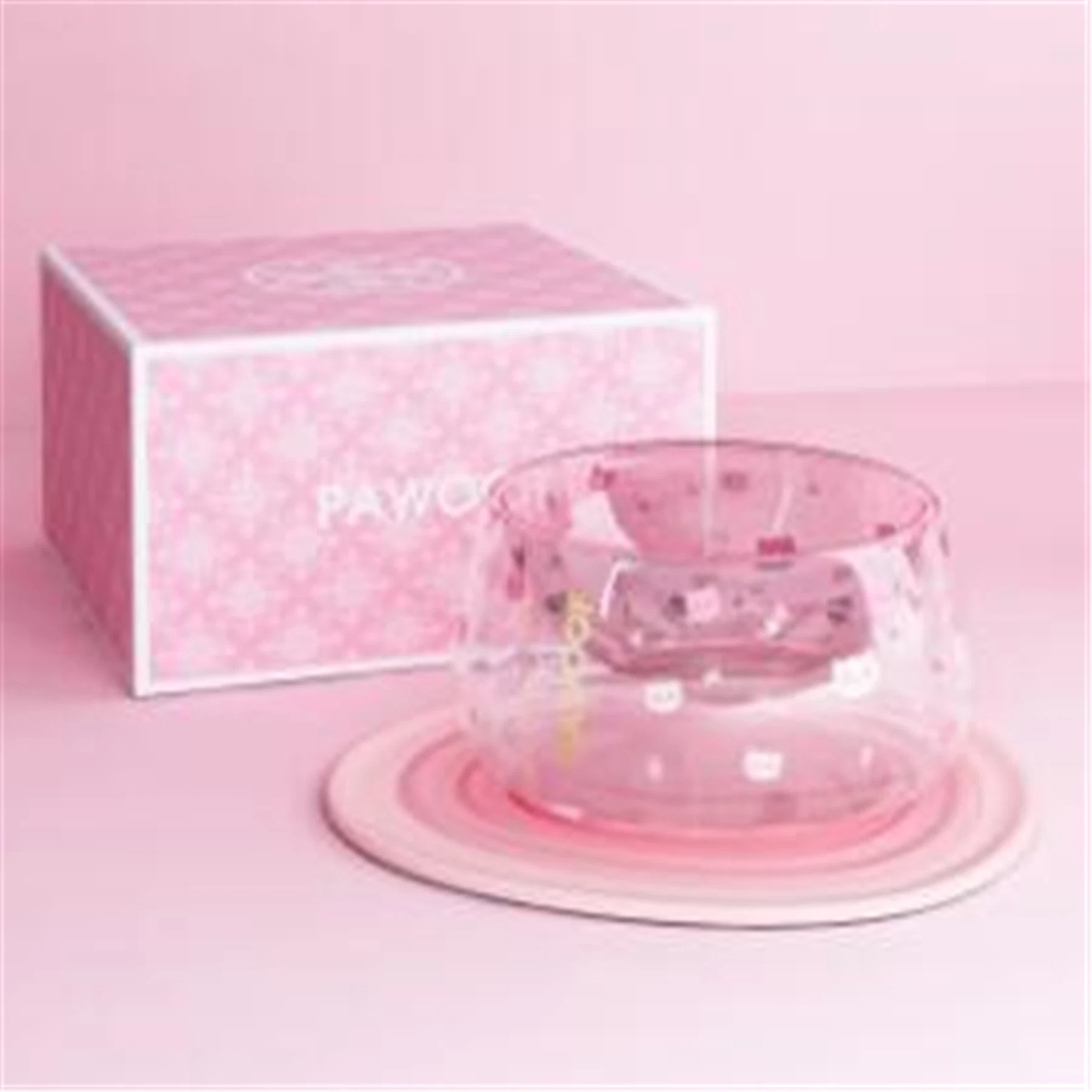 Pawoof Double Glass Wall Cat Food Bowl Stylish Cat Bowl Pet Bowl