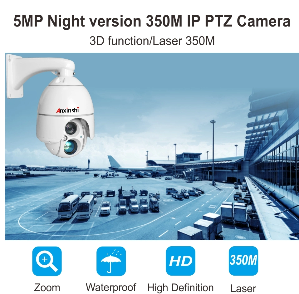 5MP 1080P 3D Functioon Night Version 350m Network Camera PTZ in Synchro Zoom