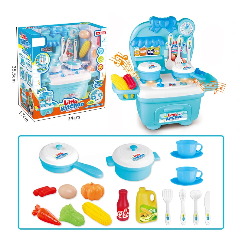 Pretend Play Plastic Cookware Tableware Realistic Vegetable Food Model Kids Kitchen Toy Accessories with Music and Sound Effect