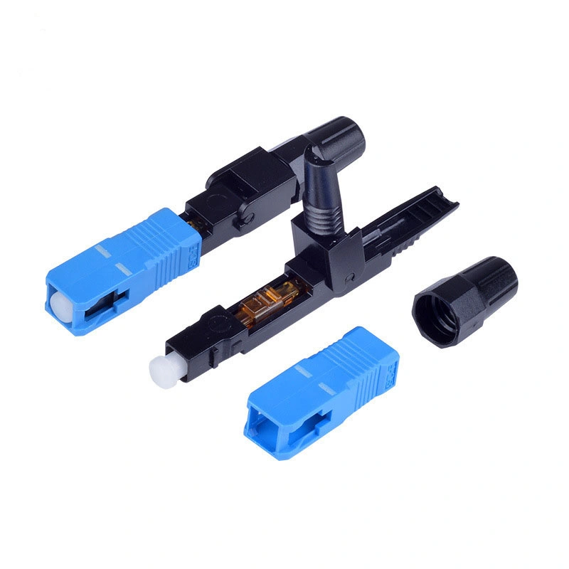 Sc APC Upc Single Mode Green Blue Field Assembly Optical Fast Connector Fiber Optic Quick Connector for FTTH Drop Cable