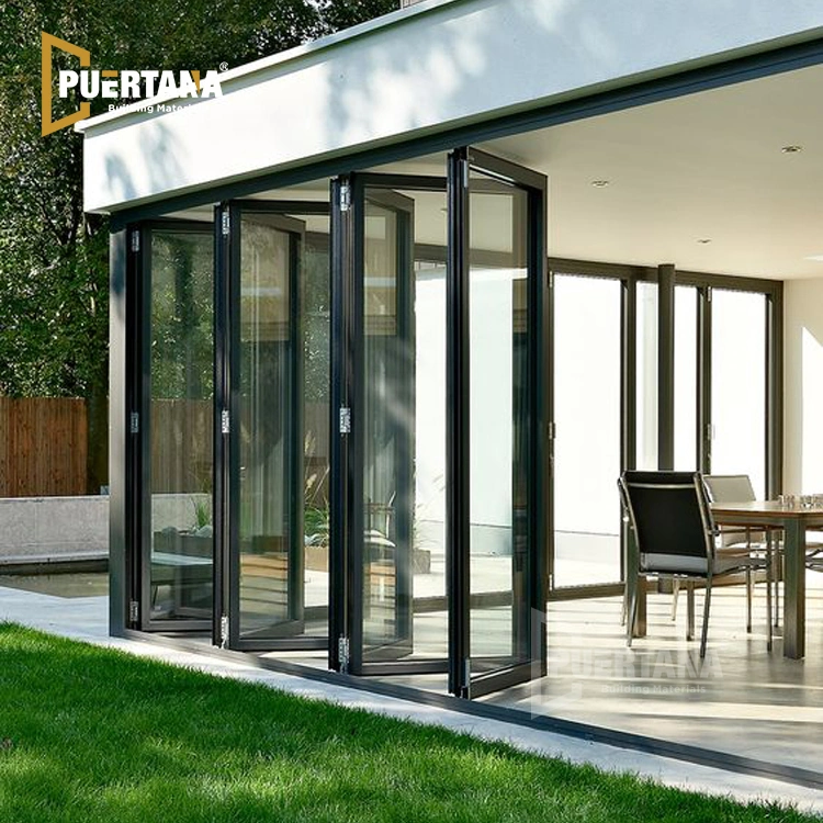 Custom Veranda Exterior Accordion Glass Sliding Patio Bi-Folding Bifold Aluminum Bi Folding Door