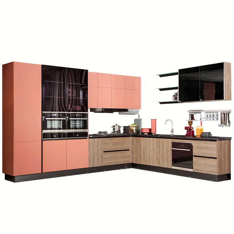 Multi-Functional Cabinets Color Green Veneer Oak Kitchen Cabinet in China Kitchen Cabinets
