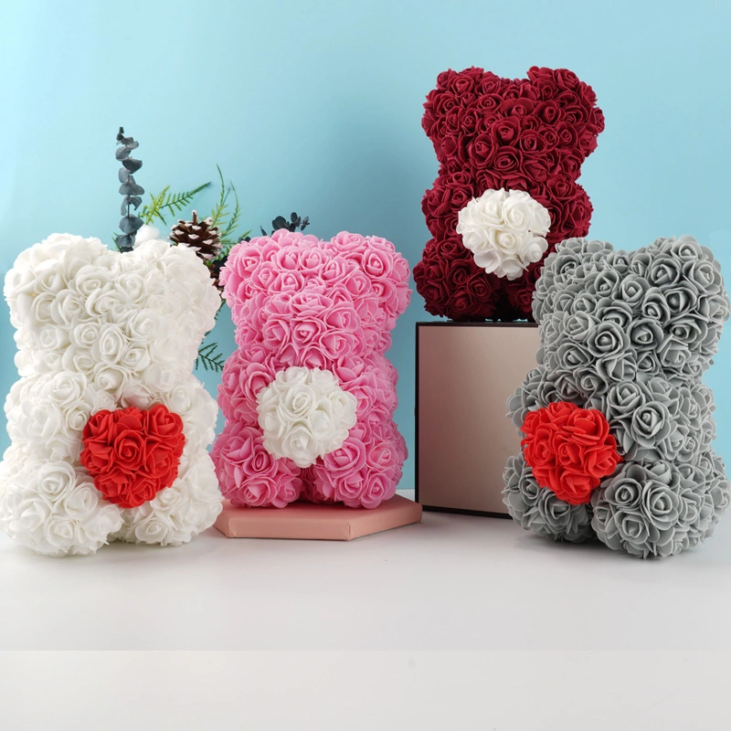 2020 Novo design do Dia das Bruxas, arco-íris de flores coloridas Rose Teddy Bear com Box