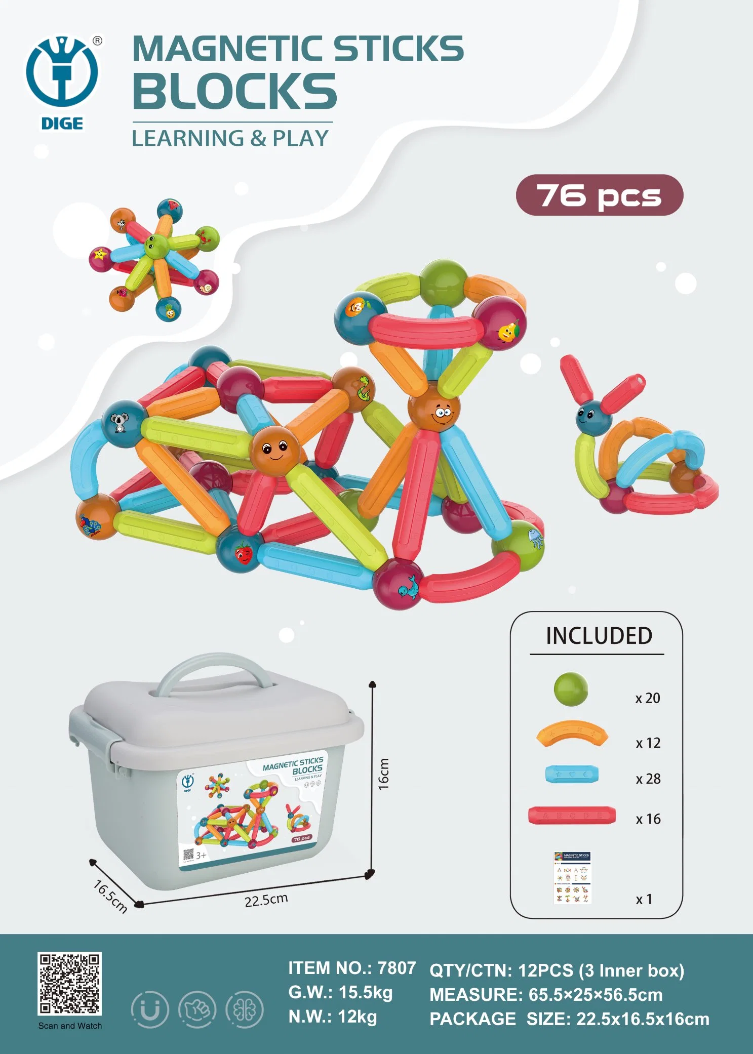 128PCS Jeux de construction magnétiques pour enfants DIY Jeu de construction Jeu de construction éducatif à vapeur avec billes magnétiques et tiges pour enfants.