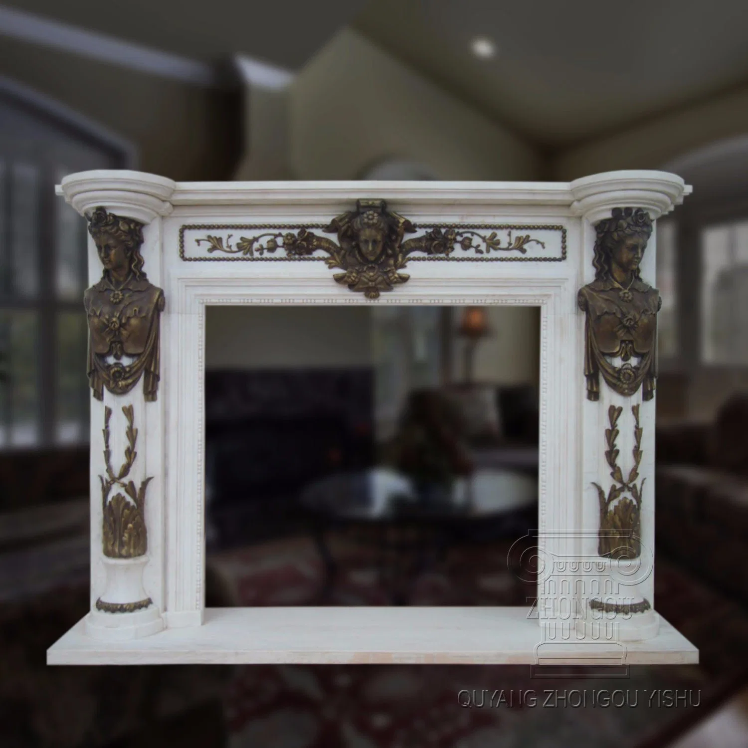 Elegant Stone Carving Marble Fireplace Surround for Home Decoration