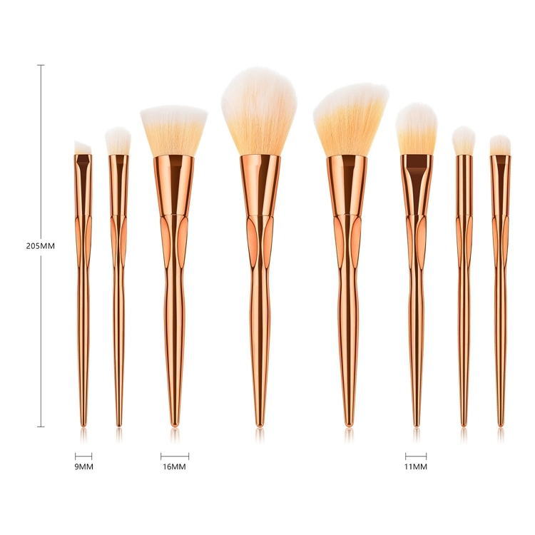 8PCS Heart Shape Rose Gold Makeup Brush Set Foundation Blending Power Eyeshadow Contour Concealer Blush Cosmetic Beauty Makeup Tool