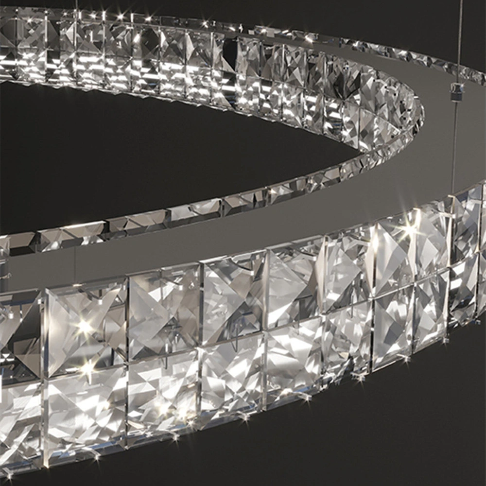 Decoração Anéis o teto alto travando o LED de luz de volta o luxo moderno K9 Crystal Restaurante Sala de jantar, sala de estar lustre a Lâmpada Pendente