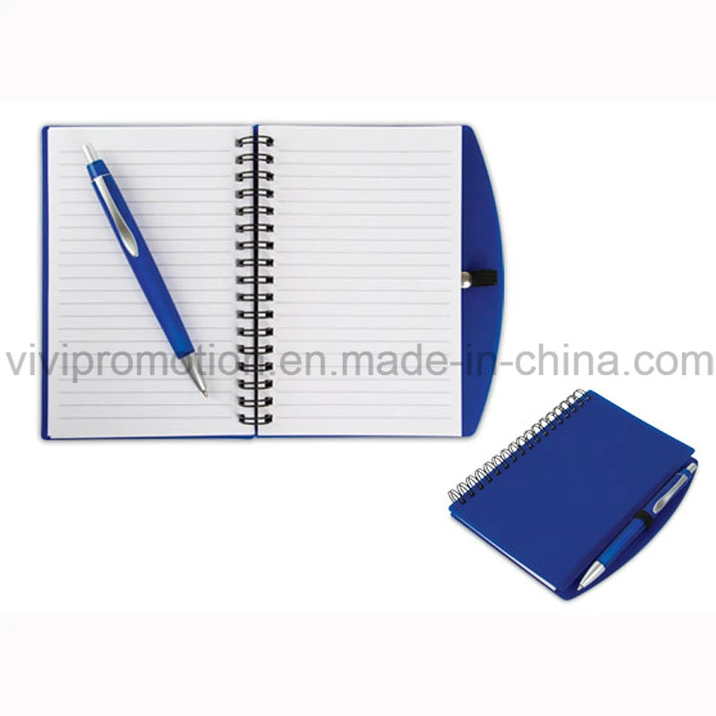 A6 PP Cover Stationery Spiral Notebook with Plastic Pen (PPN221B)