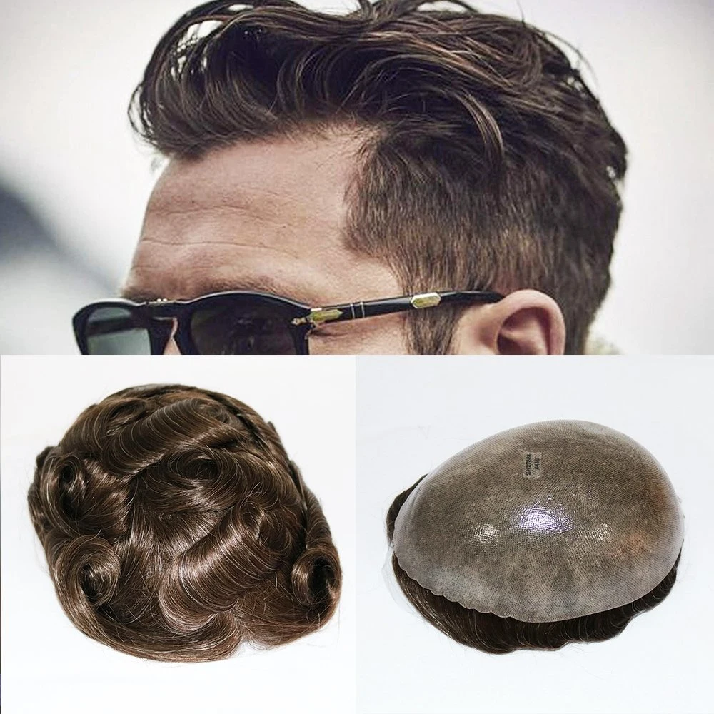 Kbeth Man ′ S Wigs fábrica preço Atacado 100% Indian Remy Homens de substituição toupee de cabelo humano Q6 Pronto para enviar