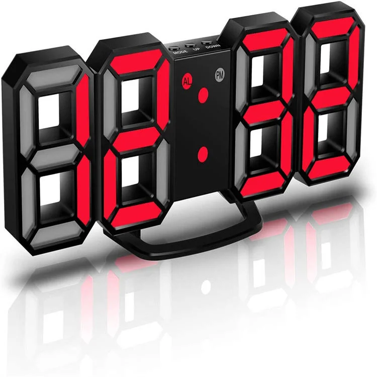 Decorative Wall Clock 3D LED Wall Digital Alarm