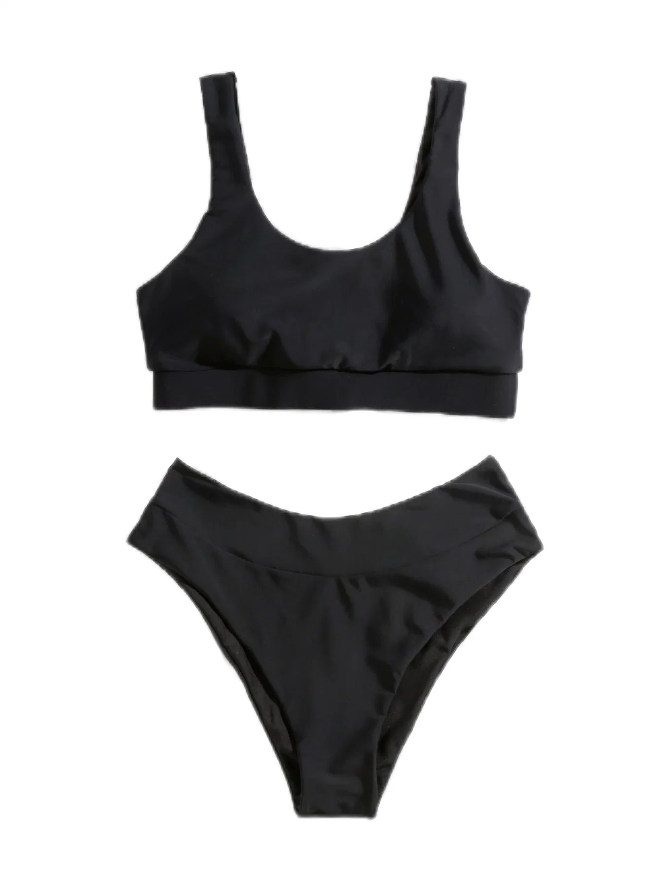 Beachwear Solid Bikini Set Tank Top High Cut Bathing Suit