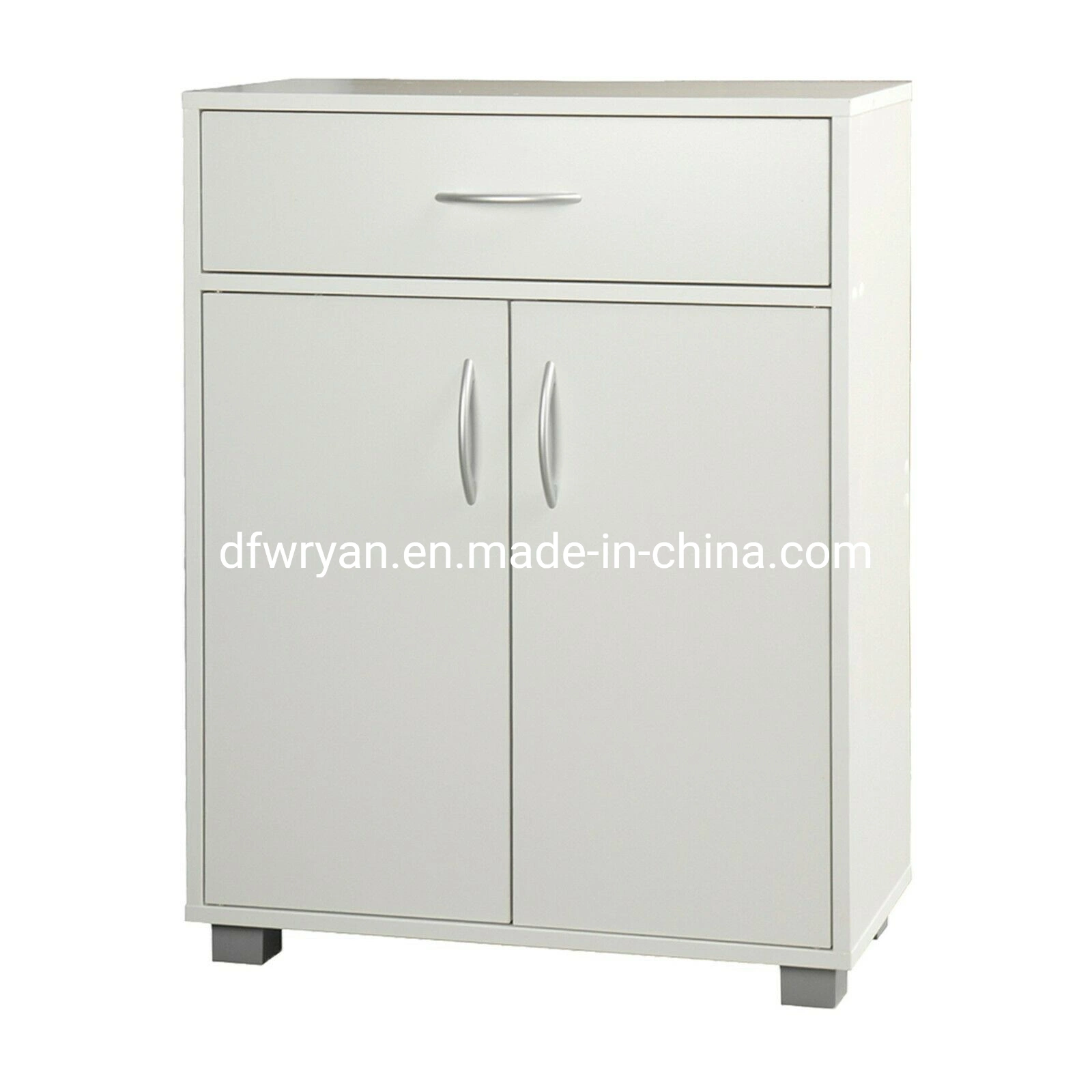 White Color Small 2 Door 1 Drawer Hallway Living Room Sideboard Wooden Storage Cabinet Unit