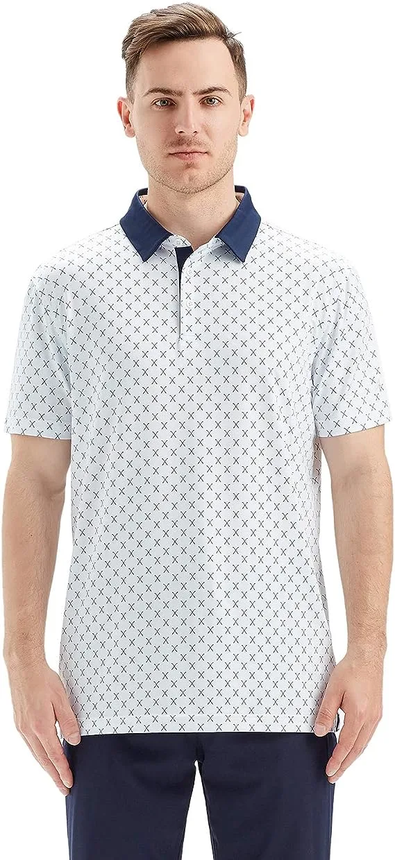 Polo de golf personalizado para hombre Camisetas orgánicas rendimiento de sublimación con estampado completo Camiseta de ropa de golf