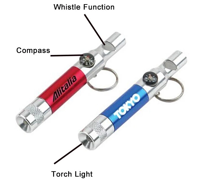 Multi Function Low Price Whistle and Compass Mini Flashlight