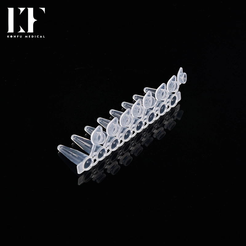 Medical Supplies Clear 100UL 8 Strip PCR Tube with Cap Without Evaporation for Real Time PCR Reaction