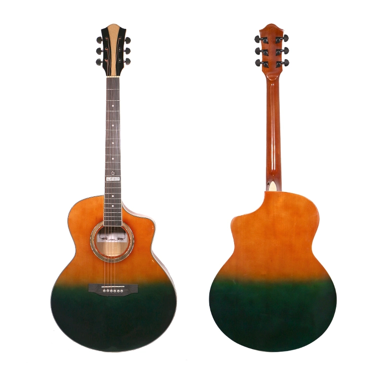 Chinese High Gloss Jf Colorful 40inch Basswood Professional Musical Instrument Acoustic Guitar