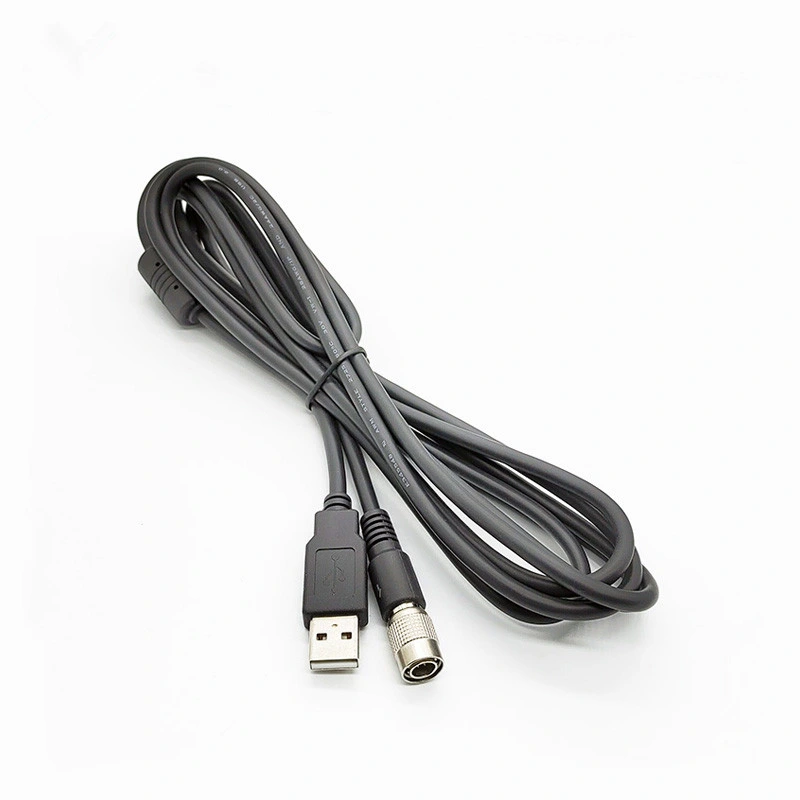 Custom Black Silicon Rubber USB 2.0 Male Plug to 6pin DIN Rubber Medical Connect Cable