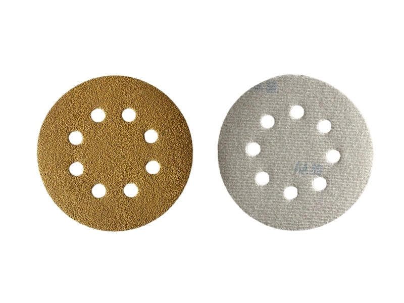 5-Inch 8-Holes Gold Yellow Sandpaper Alumina Oxide Sanding Disc for Paint Polishing