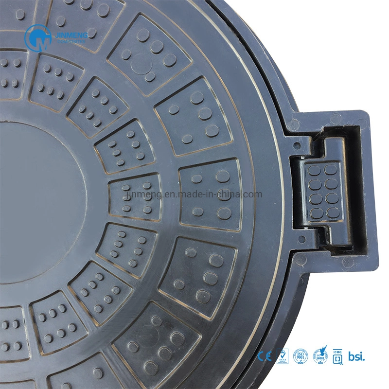 En124 FRP Round Manhole Cover Hinge Anti-Theft SMC Drain Cover