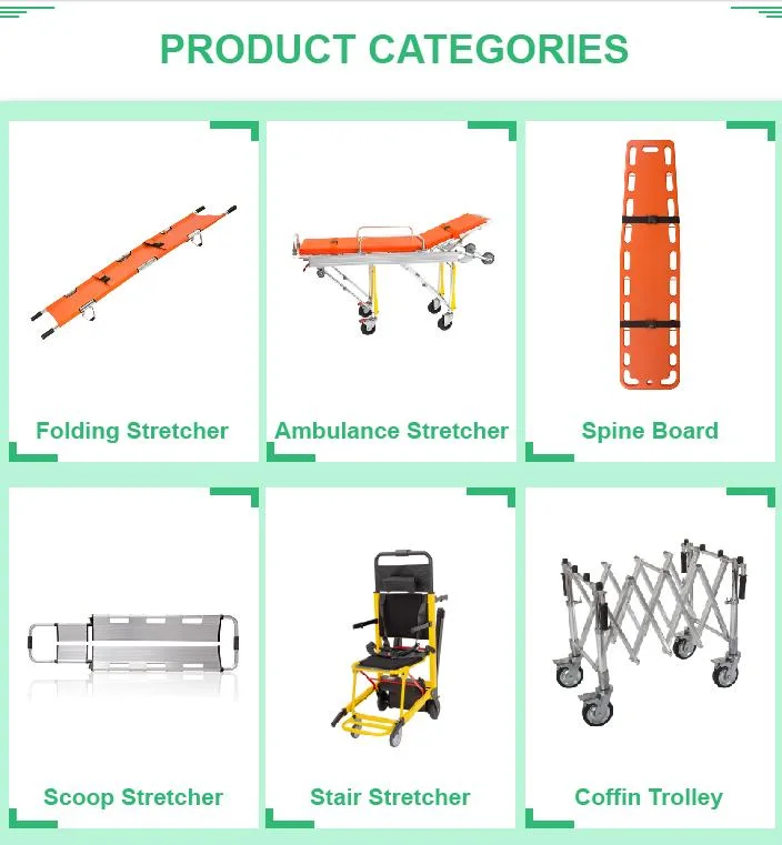 Emergency Rescue Two-Fold Stretcher with Feet Medical Ambulance Aluminum Alloy Stretcher Manufacture in China CE/ISO13485