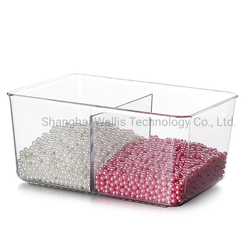 Acrylic Makeup Brush Holder Transparent Two-Cell Makeup Brush Display Holder Desktop Storage Pearl Eyebrow Pencil Storage Box