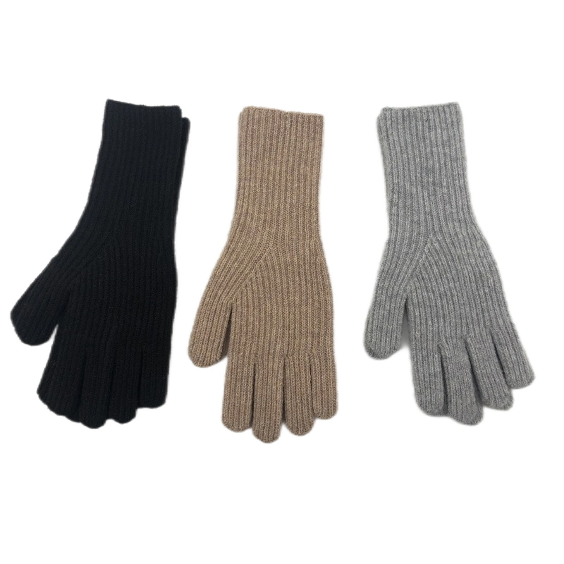 Recycled Polyester Fashion Warm Full Finger Women Fashion Knitted Gloves