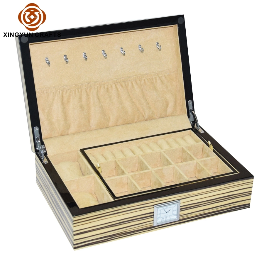 Luxury Wooden Craft Gifts Jewelry Case Large Capacity Jewelry Organizer Box with Cosmetic Mirror